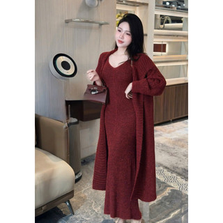 •𝙆𝙞𝙣𝙜𝙨𝙝𝙤𝙥𝙗𝙚𝙖𝙪𝙩𝙮•Set Váy Len Thừng Kèm Choàng Bẻ QC [V85]