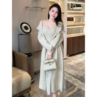 •𝙆𝙞𝙣𝙜𝙨𝙝𝙤𝙥𝙗𝙚𝙖𝙪𝙩𝙮•Set Váy Len Thừng Kèm Choàng Bẻ QC [V85]