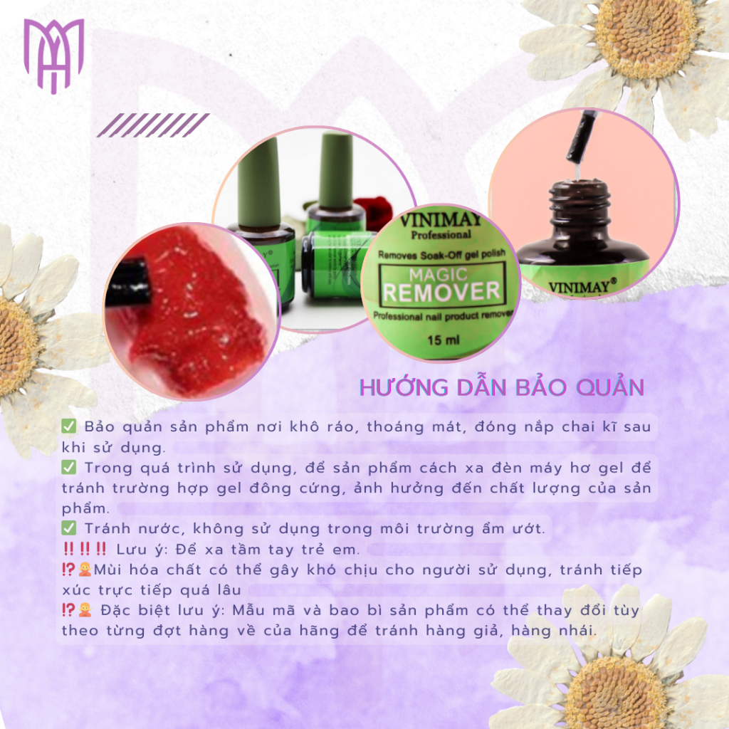 Dung Dịch Phá Gel, Phá Bột Đắp Nhanh Chóng Không Cần Dũa Vinimay Magic Remover Chính Hãng 15ml