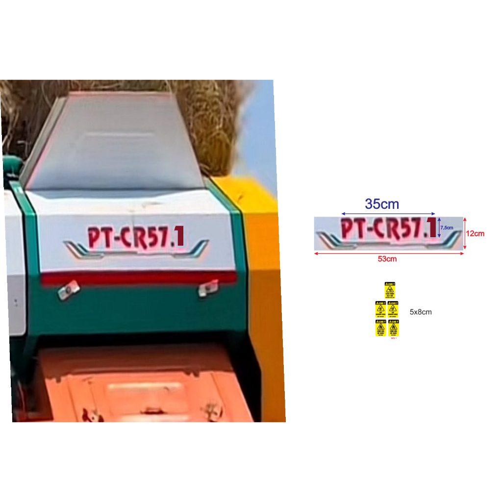 TEM dán MÁY CUỐN RƠM và 5 tem cảnh báo PT-CR57.1 Decal cao cấp chống nước.