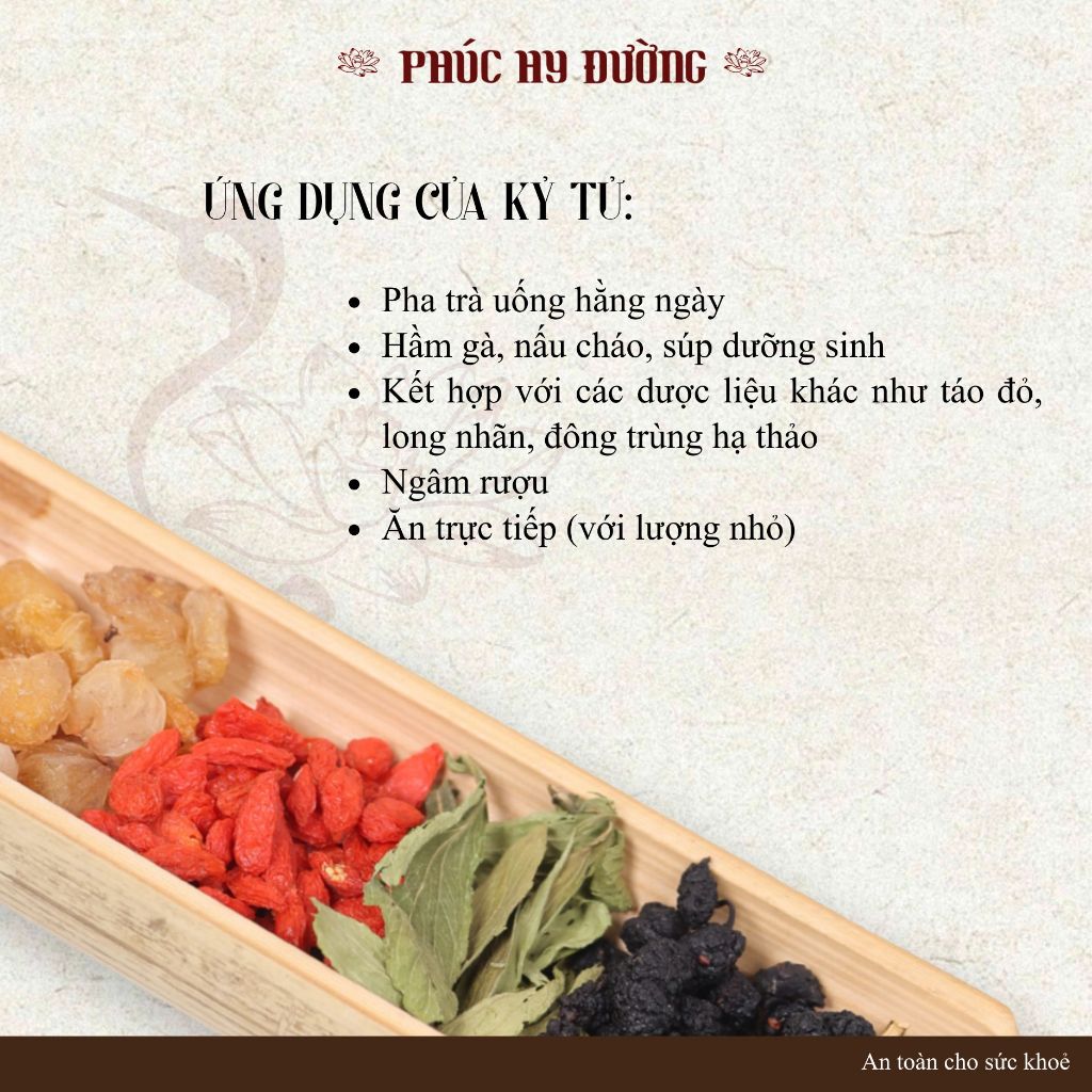 Kỷ tử sấy khô dùng pha trà, giúp đẹp da, sáng mắt, bổ khí huyết, hỗ trợ an thần