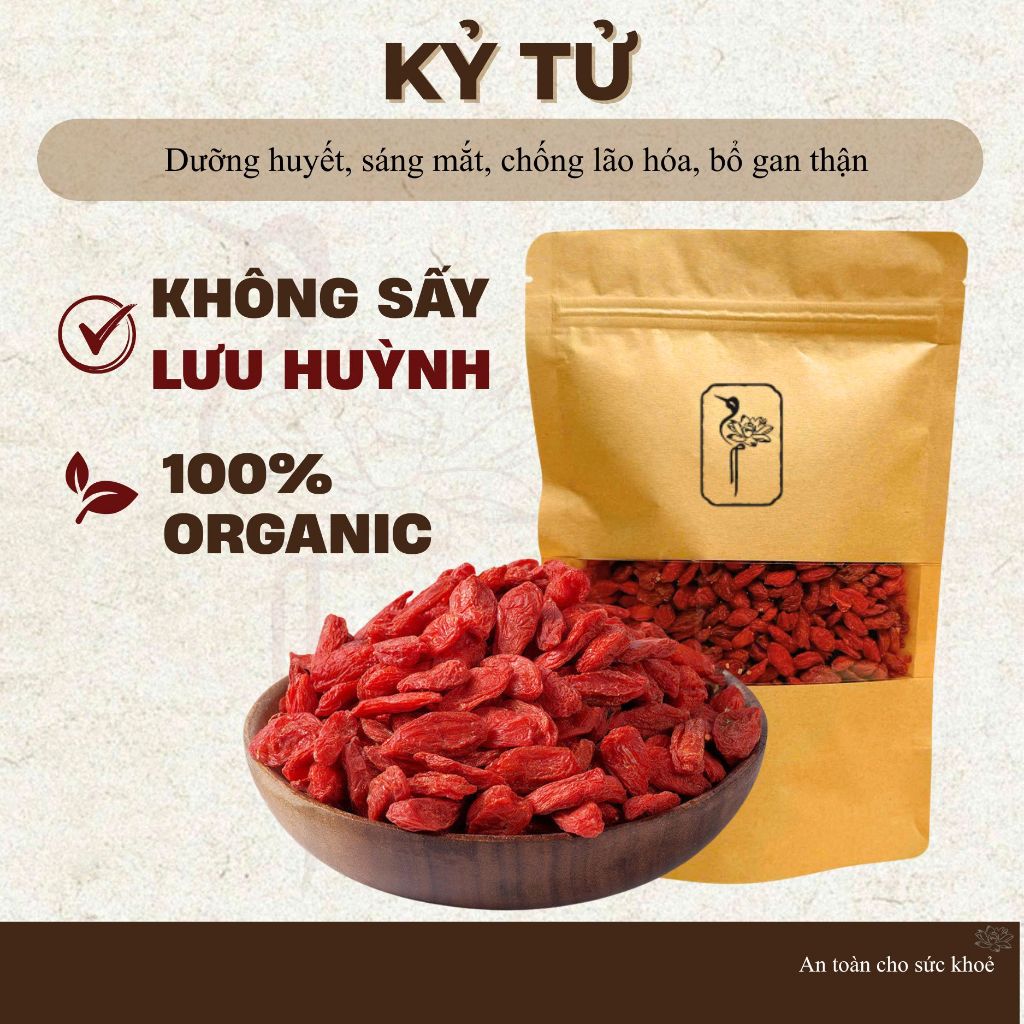 Kỷ tử sấy khô dùng pha trà, giúp đẹp da, sáng mắt, bổ khí huyết, hỗ trợ an thần