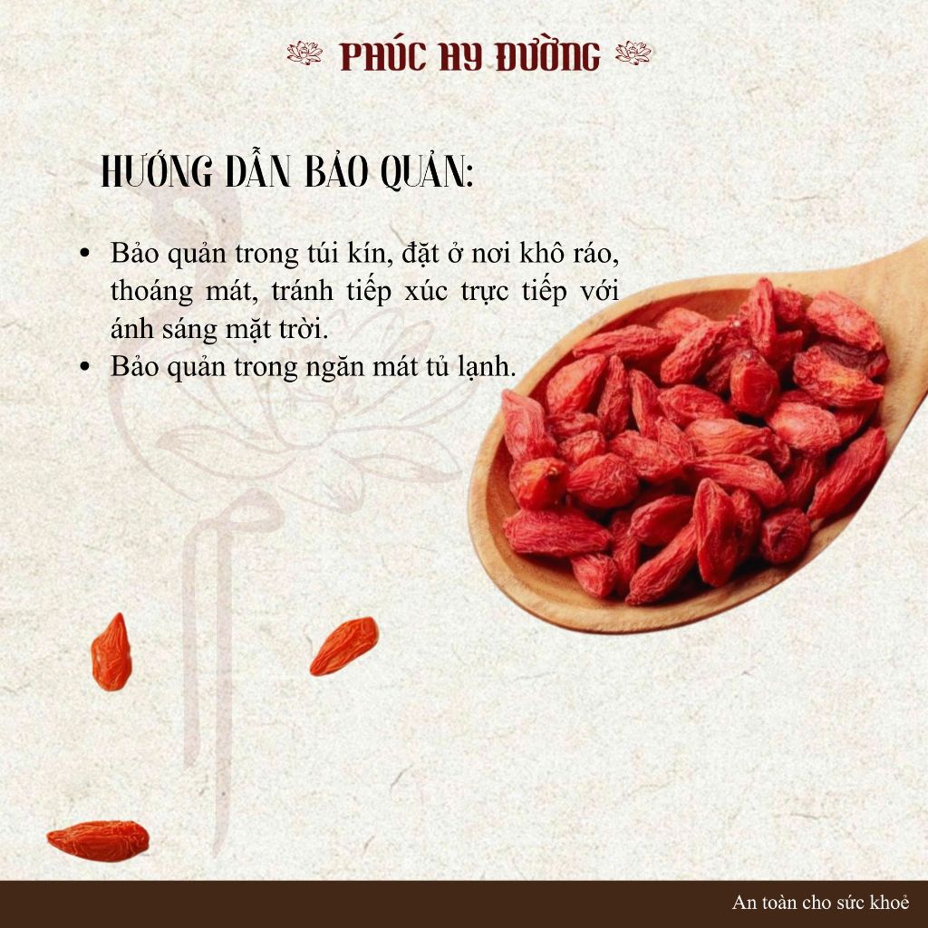 Kỷ tử sấy khô dùng pha trà, giúp đẹp da, sáng mắt, bổ khí huyết, hỗ trợ an thần