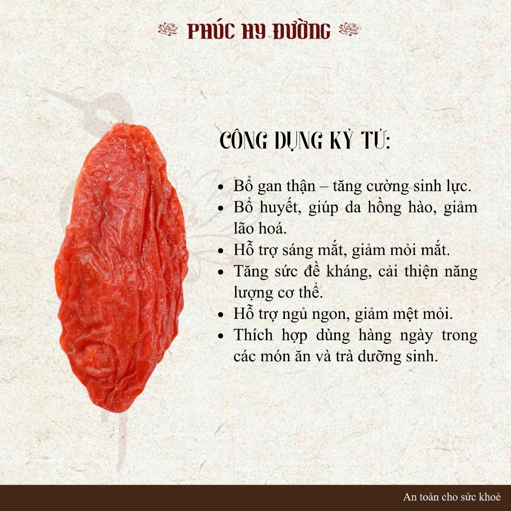 Kỷ tử sấy khô dùng pha trà, giúp đẹp da, sáng mắt, bổ khí huyết, hỗ trợ an thần