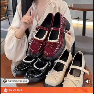 {LOẠI I} giày búp bê tăng chiều cao đế độn cao 6cm phong cách pháp mẫu mới QC