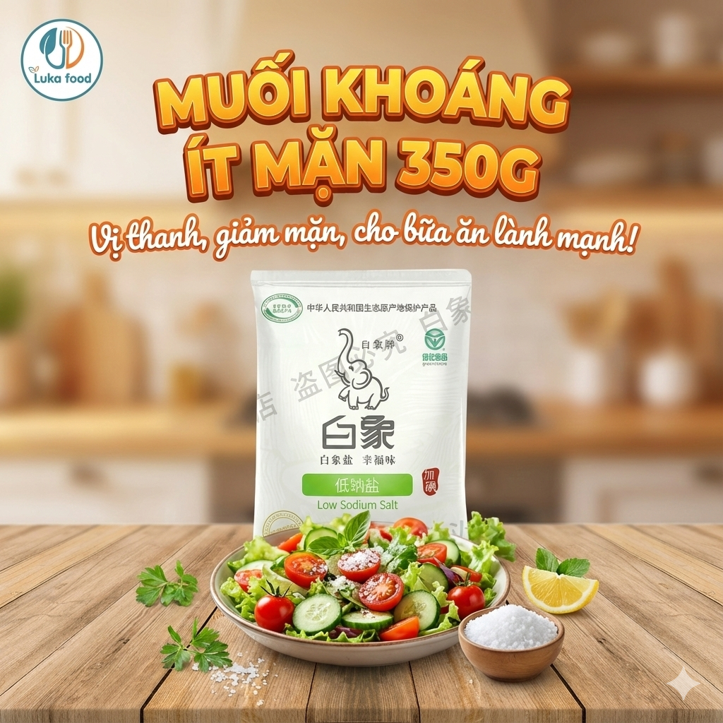 Muối Khoáng Sinh Thái Ít Mặn Bai Xiang 350g - Muối Sạch Không Chất Chống Vón, An Toàn Tuyệt Đối Luka Food