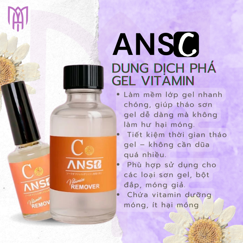 Dung Dịch Phá Gel, Phá Bột Đắp, Tẩy Gel Nhanh Chóng, Dưỡng Móng Vitamin ANSC Chính Hãng 15ml-50ml
