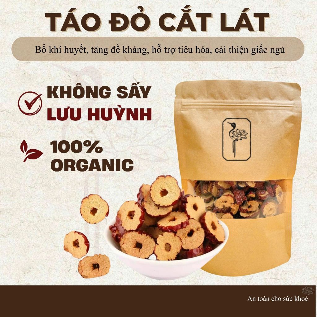 Táo đỏ cắt lát sấy khô dùng pha trà, chưng yến, nấu chè dưỡng nhan, bồ bổ cơ thể - 120GGram