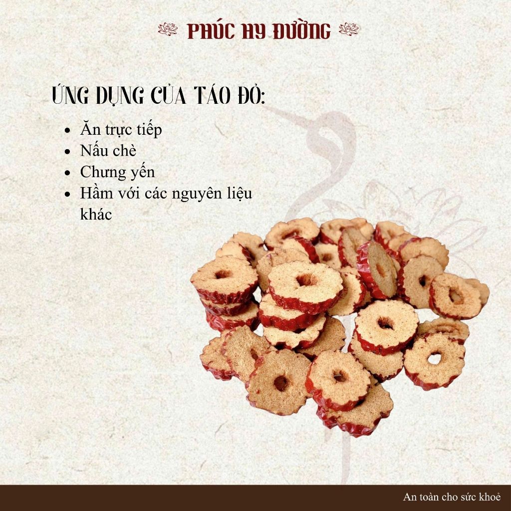 Táo đỏ cắt lát sấy khô dùng pha trà, chưng yến, nấu chè dưỡng nhan, bồ bổ cơ thể - 120GGram