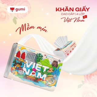 Thùng 42 gói giấy ăn cao cấp Gumi 3 lớp / 4 lớp mềm mịn, tiện lợi Khăn Giấy để Phòng Khách
