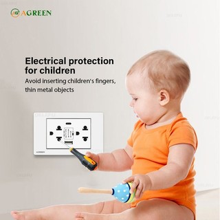Ổ cắm âm tường AGREEN mặt pc chống cháy | Dòng 16A - 250v - Có màn che