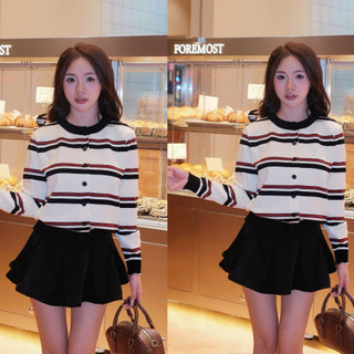 Áo cardigan kẻ đỏ - đen, Áo len dệt kim cao cấp basic - Áo Khoác Len Dà Tay Kẻ Sọc Ngang Siêu HOTHIT