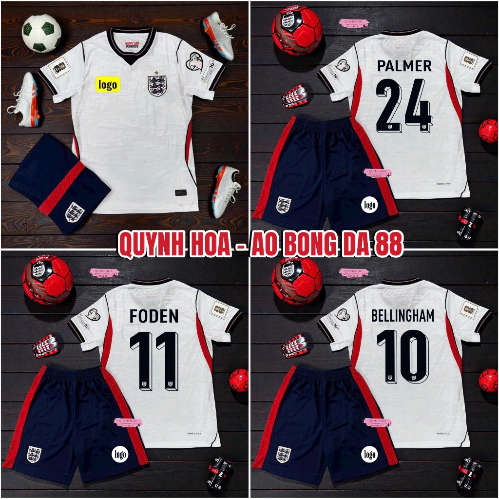 In Tên Số - Bộ Quần Áo Bóng Đá Đội Tuyển Anh World Cup Sân Nhà 2026 - Vải Polyester Gai Thái Cao Cấp