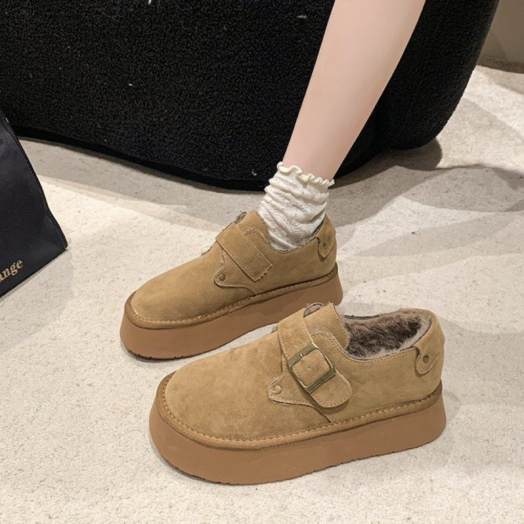 (Có Sẵn) Giày Lười Lót Lông, Giày Birken Đế Cao Mùa Đông