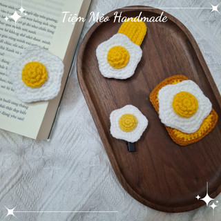 [Ảnh Thật +Sẵn hàng] Kẹp Tóc Trứng Len Handmade
