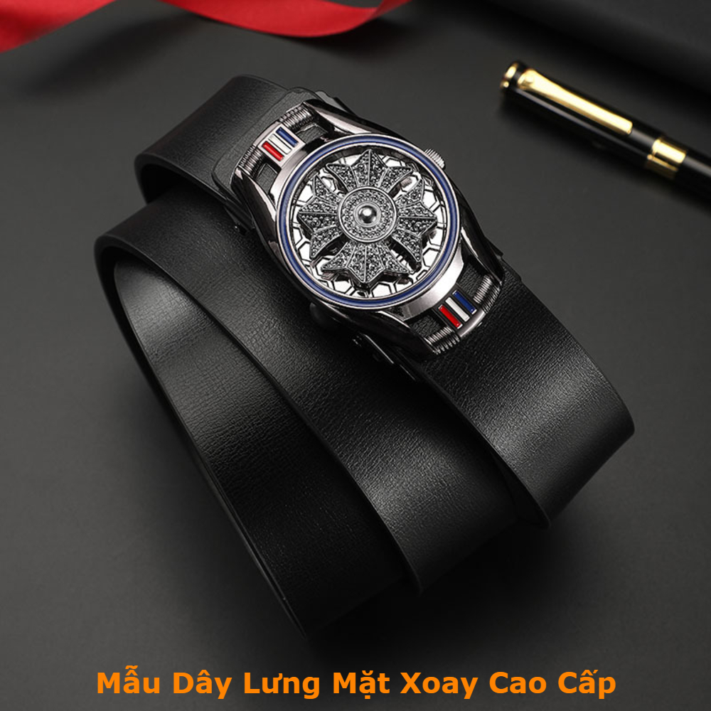 🔥 SỐC 🔥 Thắt Lưng Nam Mặt Xoay Khóa Tự Động Cao Cấp,Dây Nịt Nam Thắt Lưng Da Mặt Xoay Khóa Kim Loại - ảnh 6