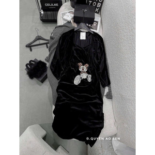 SET VÁY 2S NHUNG KÈM ÁO LỆ VI THÊU MICKEY HOT