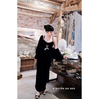 SET VÁY 2S NHUNG KÈM ÁO LỆ VI THÊU MICKEY HOT