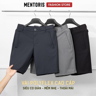 Quần Short Nam Cạp Cúc MENTORIS, Chất vải âu PolyFlex Cao Cấp mềm mại, co giãn, thoải mái MSR2518