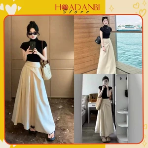Set áo đen bozip mix quần suông dáng dài be che khuyết điểm siêu xinh Hoadanbistore, Set Đồ Bộ