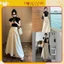 Set áo đen bozip mix quần suông dáng dài be che khuyết điểm siêu xinh Hoadanbistore, Set Đồ Bộ