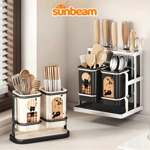Kệ Cài Dao Kèm Ống Đựng Đũa Treo Tường SUNBEAM, Kệ Để Dao Đũa Hoạ Tiết Cổ Điển Decor Nhà Bếp