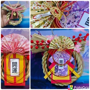 Vòng rơm Shimenawa/Shimekazari trang trí vòng Tết/Vòng Nhật truyền thống