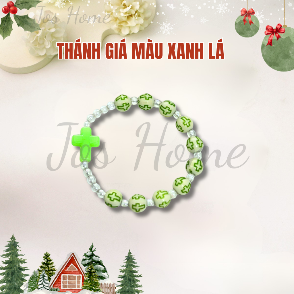 Vòng Tay Mân Côi Thiếu Nhi 10 Hạt Thánh Giá Màu. Quà Tặng Ý Nghĩa