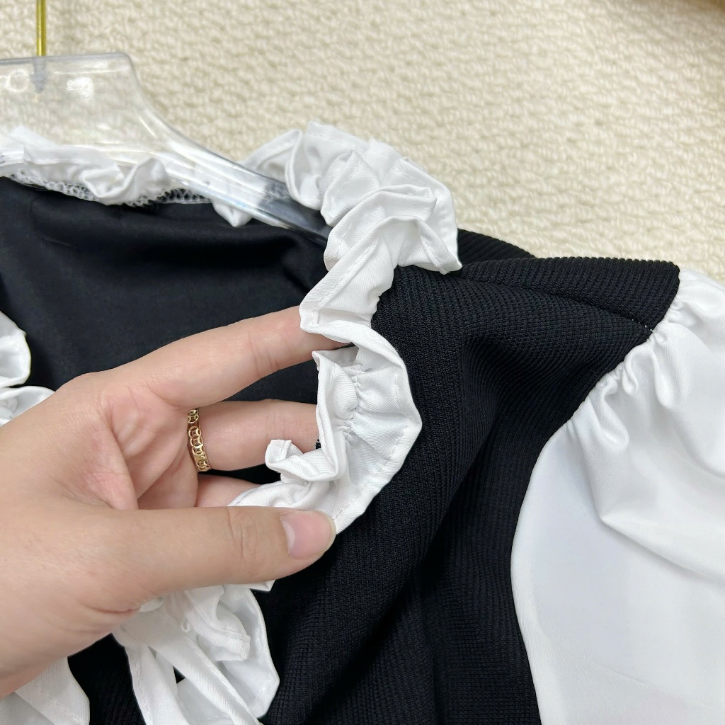 Áo Kiểu Bigsize Nữ Tay Dài Bèo Nhún Cột Nơ Cổ – Dáng Xòe Che Bụng Cho Các Nàng Mũm Mỉm A336
