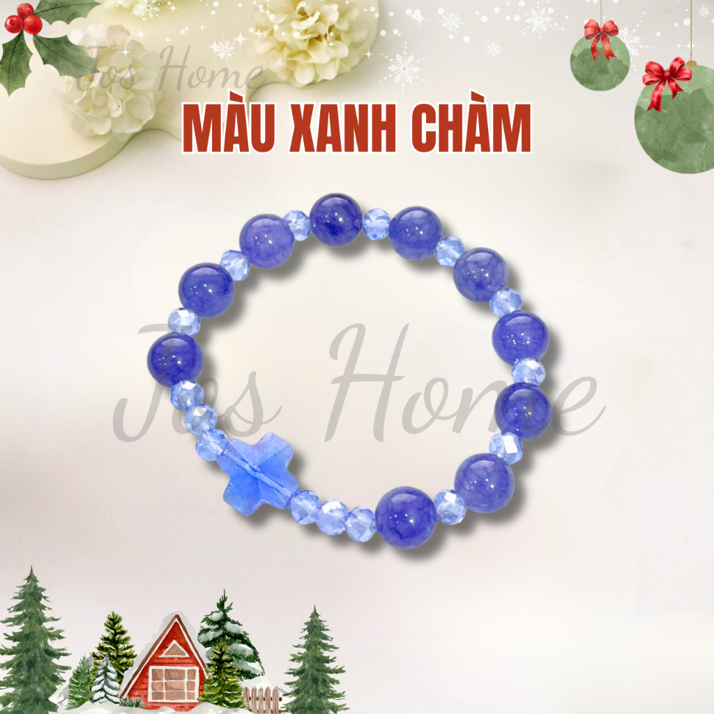 Vòng Tay Công Giáo Đá Tự Nhiên 10mm Phối Pha Lê. Đủ Màu Xinh Quà Tặng Ý Nghĩa