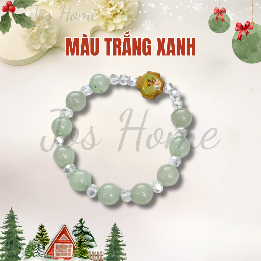 Vòng Tay Công Giáo Đá Tự Nhiên 10mm Phối Pha Lê. Đủ Màu Xinh Quà Tặng Ý Nghĩa