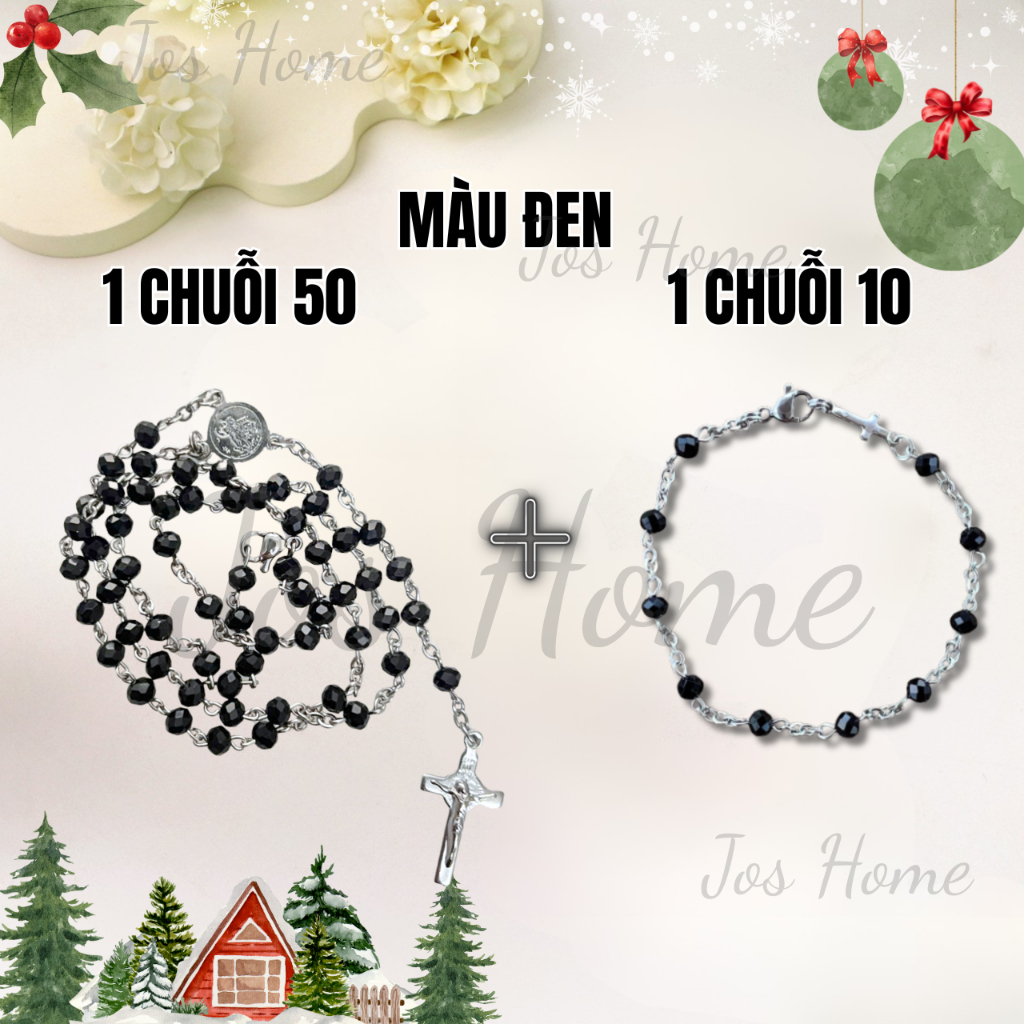 Combo Chuỗi Mân Côi Pha Lê 50 Hạt + Lắc Tay Mân Côi 10 Hạt Tiện Lợi Và Tiết Kiệm
