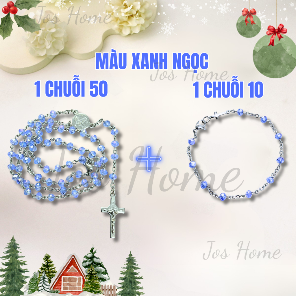 Combo Chuỗi Mân Côi Pha Lê 50 Hạt + Lắc Tay Mân Côi 10 Hạt Tiện Lợi Và Tiết Kiệm