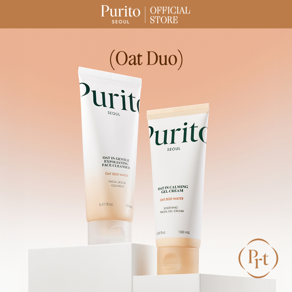 [PURITO Oat Duo] Oat In Gentle Exfoliating Face Cleanser  150ml + Oat In Calming Gel Cream 100ml