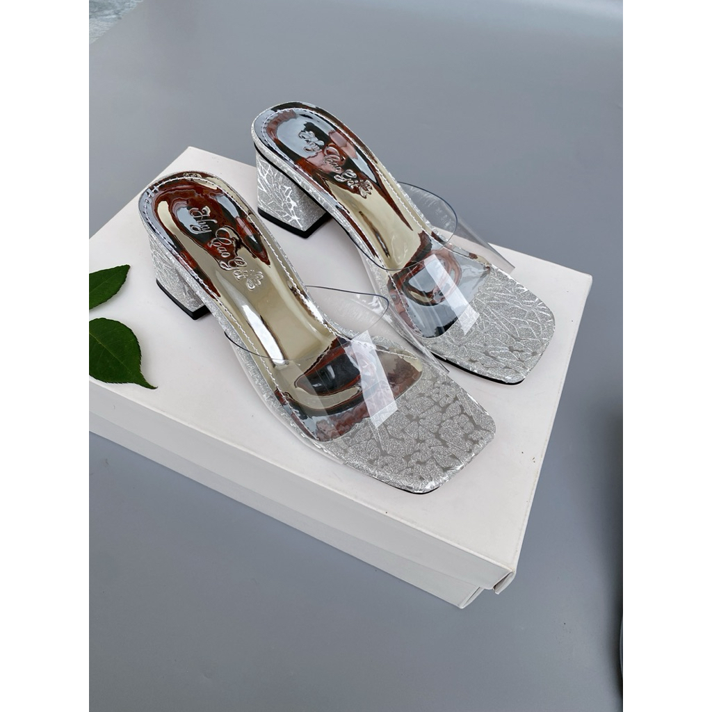 Guốc trong mềm êm chất liệu nhũ kim sa, cao gót 3p 5p 7p sang chảnh - Freeship toàn quốc
