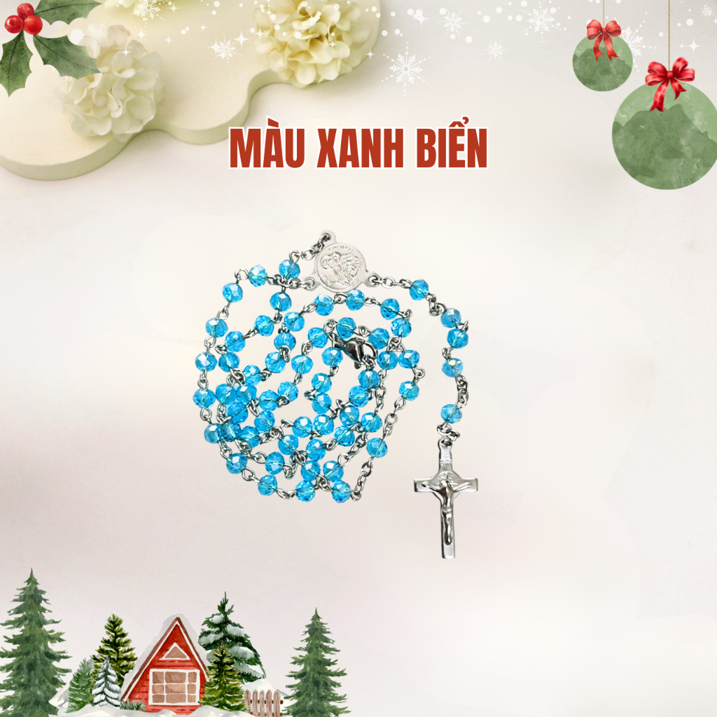 Tràng Hạt Chuỗi 50 Kinh Mân Côi Đá Pha Lê 4Ly Cao Cấp Chất Liệu Đá Pha Lê Sang Trọng Và Tinh Tế