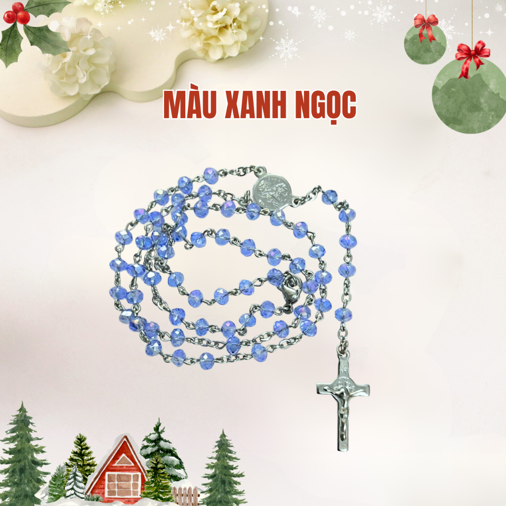Tràng Hạt Chuỗi 50 Kinh Mân Côi Đá Pha Lê 4Ly Cao Cấp Chất Liệu Đá Pha Lê Sang Trọng Và Tinh Tế