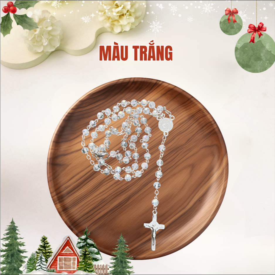 Tràng Hạt Chuỗi 50 Kinh Mân Côi Đá Pha Lê 4Ly Cao Cấp Chất Liệu Đá Pha Lê Sang Trọng Và Tinh Tế