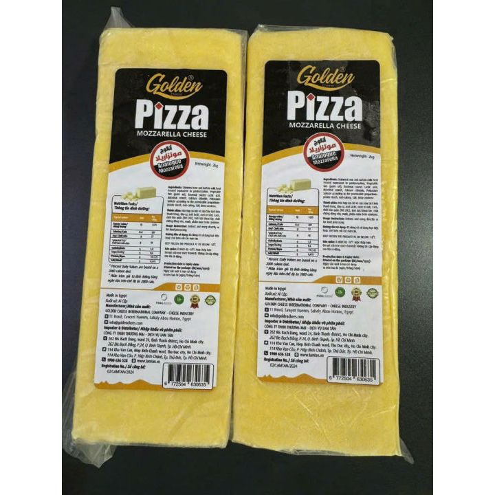 1 KHỐI PHÔ MAI MOZZARELLA KÉO SỢI GOLDEN CHEESE (1 khối 2KG) - làm hotdog, phô mai que, pizza, bánh đồng xu