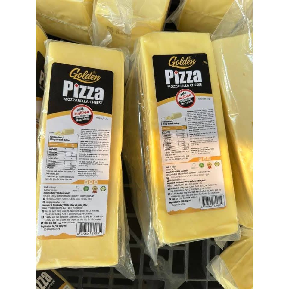 1 KHỐI PHÔ MAI MOZZARELLA KÉO SỢI GOLDEN CHEESE (1 khối 2KG) - làm hotdog, phô mai que, pizza, bánh đồng xu