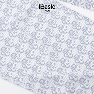 Bộ mặc nhà nam iBasic lụa satin họa tiết iB tay ngắn HOMM018