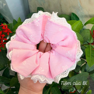 Scrunchies buộc tóc nơ tiểu thư cỡ lớn màu sắc pastel ngọt ngào cho bạn gái
