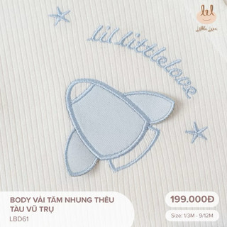 Bodysuit cho bé Little love body thu đông bé gái bé trai nhung tăm mềm ấm, an toàn