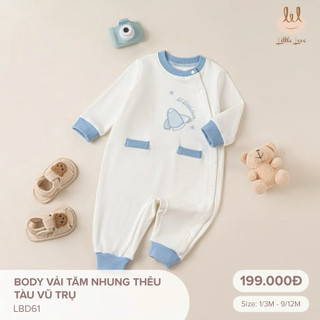 Bodysuit cho bé Little love body thu đông bé gái bé trai nhung tăm mềm ấm, an toàn
