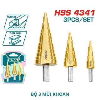 TOTAL Bộ 3 mũi khoan bậc thang TAC80401 , TAC80402