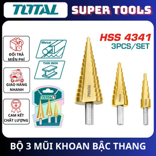 TOTAL Bộ 3 mũi khoan bậc thang TAC80401 , TAC80402