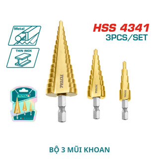 TOTAL Bộ 3 mũi khoan bậc thang TAC80401 , TAC80402