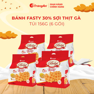 Bánh trứng sữa sợi gà Belgi Fasty Tràng An 30% SỢI GÀ thơm ngon dinh dưỡng 6 gói/túi, 12 túi/thùng