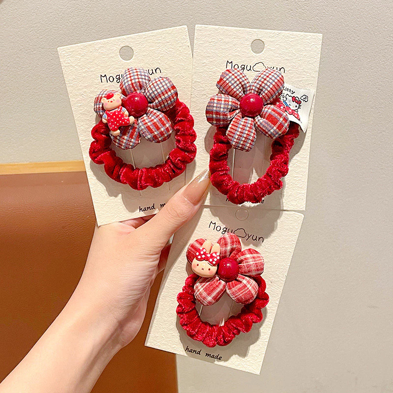 Dây Buộc Tóc Nhún Đính Hoa Vải Mặt Kitty /Gấu/Thỏ Xinh Xắn Dễ Thương Phụ Kiện Tóc Empoli
