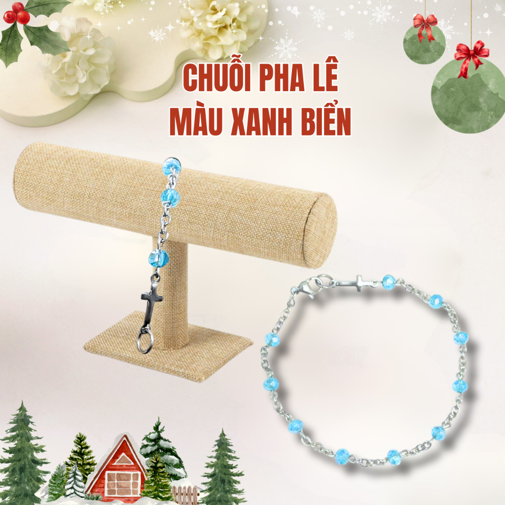 Chuỗi Mân Côi Đeo Tay Pha Lê 10 Hạt Đơn 4ly Nhỏ Xinh, Màu Sắc Đẹp Mắt